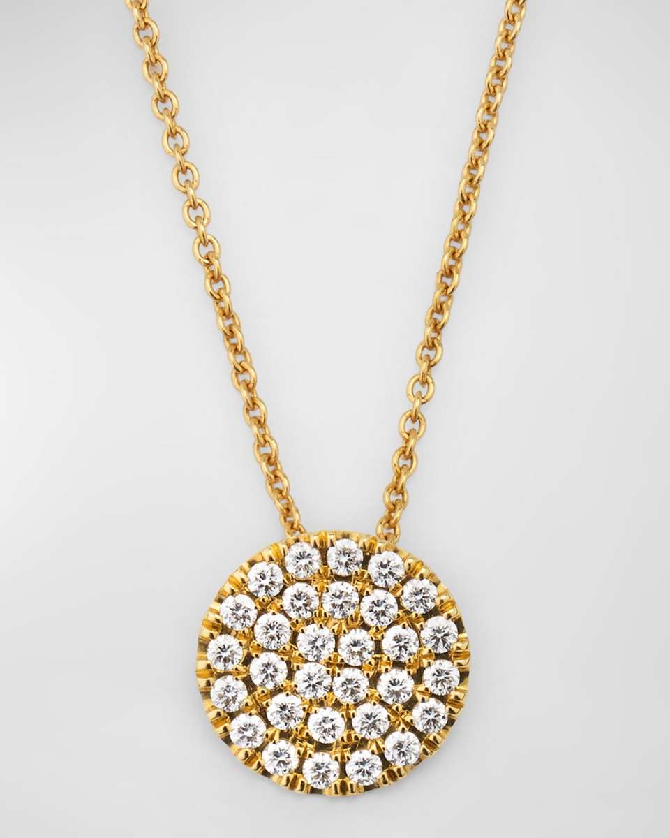 Sparkle 18K Yellow Gold Petite Diamond Disc Pendant Necklace